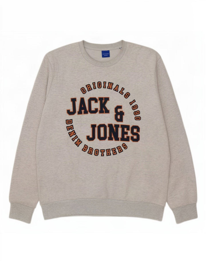 Jack & Jones Sweat-Shirt Graphique Homme XL Gris Moucheté Coton