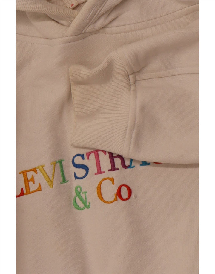 LEVI'S Pull à capuche graphique surdimensionné pour femme UK 14 Medium Off White