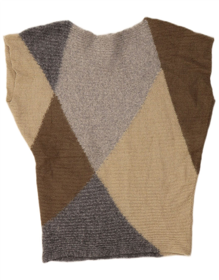 BENETTON Pull col bateau pour femme UK 14 Medium Multicolore