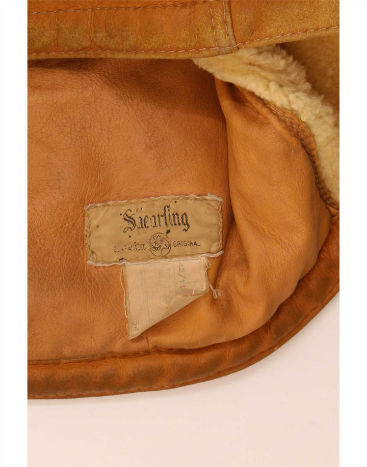 veste en peau de mouton homme vintage UK 42 XL peau de mouton beige