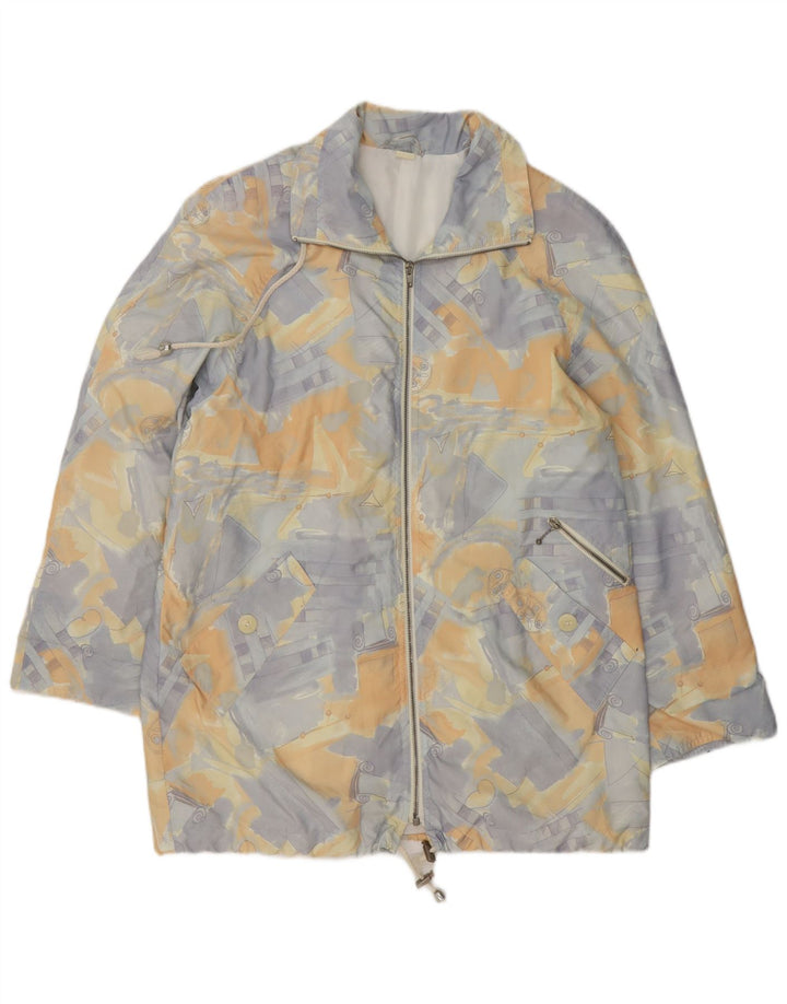vintage Femmes Motif Abstrait Coupe-Vent Manteau EU 42 Grand Multicolore
