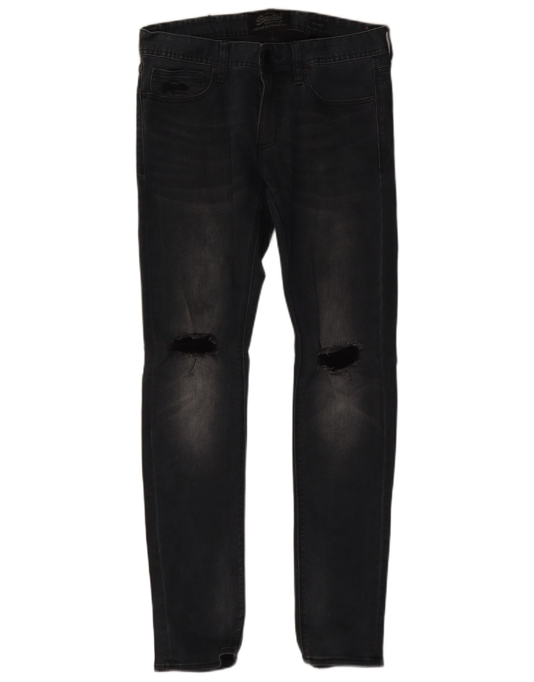 SUPERDRY Jean skinny effet vieilli W32 L32 noir coton