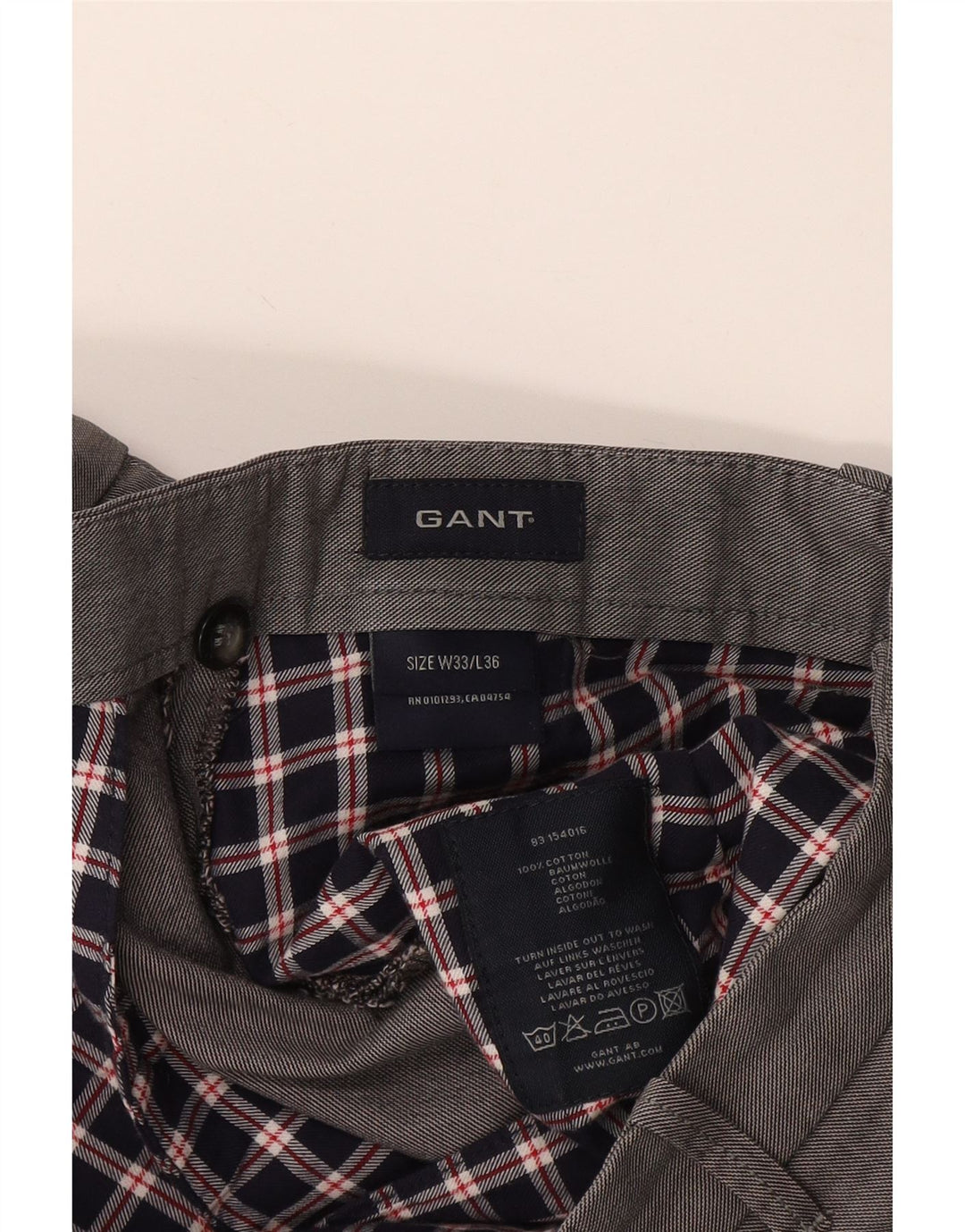 Gant Pantalon Chino Droit Homme W33 L31 Gris Coton