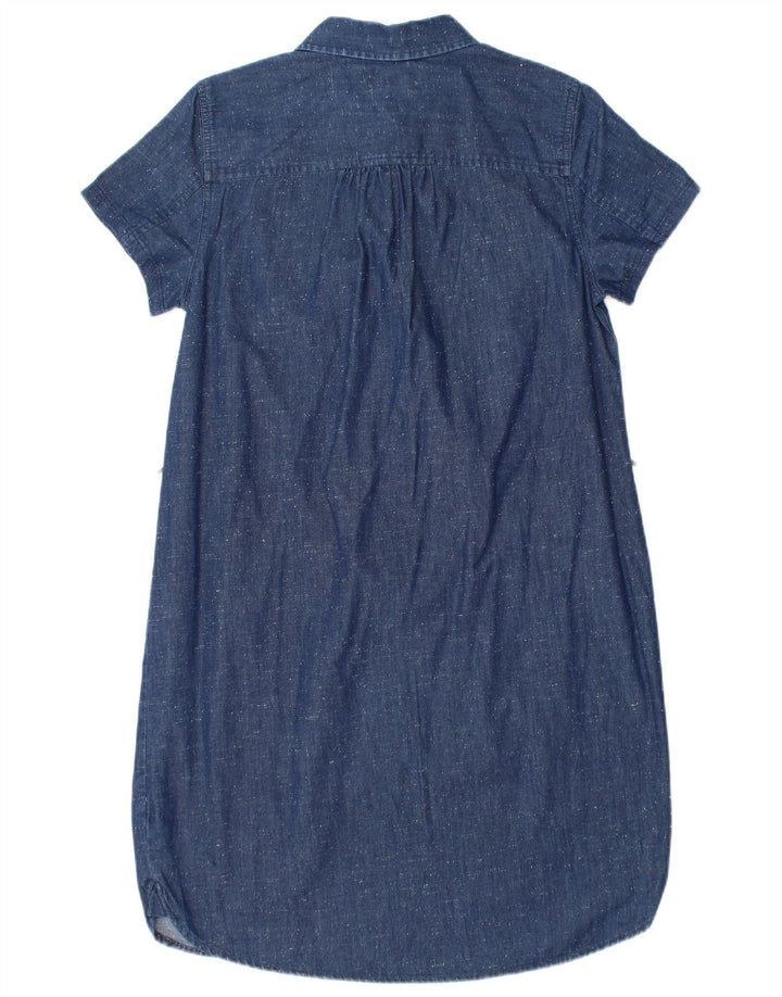 TOMMY HILFIGER Robe chemise en jean pour femme UK 14 Coton moucheté bleu moyen