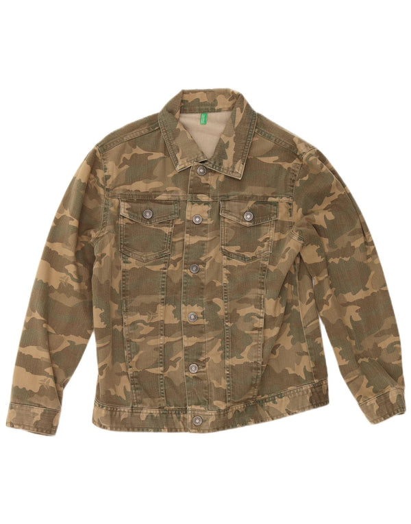 Benetton Veste en Jean Garçon 9-10 ans Kaki Camouflage