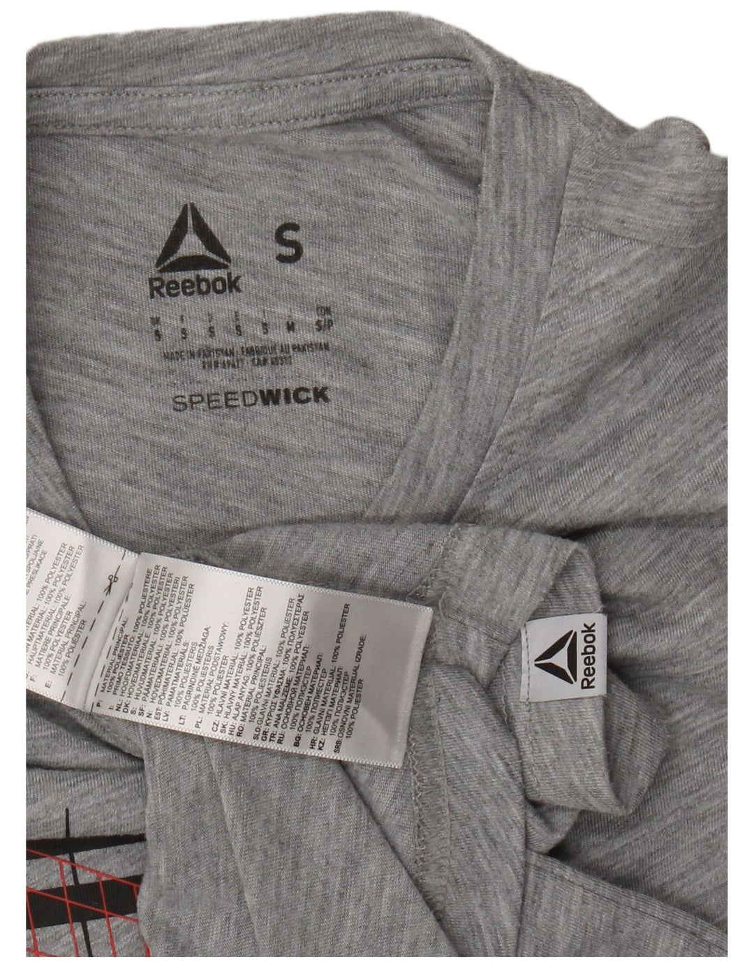 REEBOK T-Shirt Graphique Homme Petit Gris Moucheté Polyester