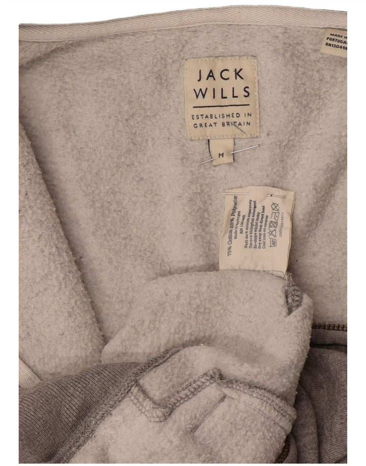 Jack Wills Pull à capuche zippé pour homme en coton moucheté gris moyen