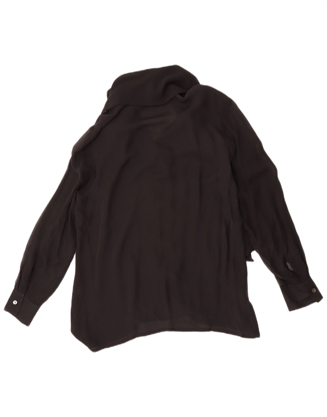 Blunauta Chemisier chemise à nouer sur le devant pour femme IT 44 en soie noire moyenne