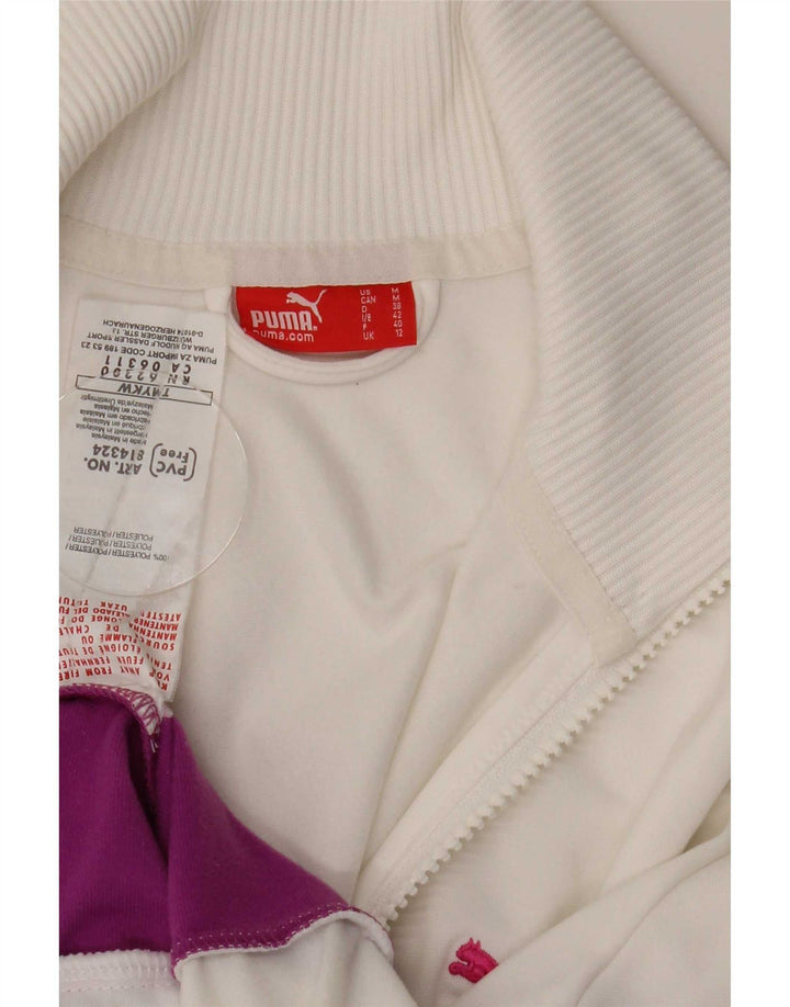 Puma Veste de survêtement pour femme UK 12 Medium Blanc Colorblock Polyester