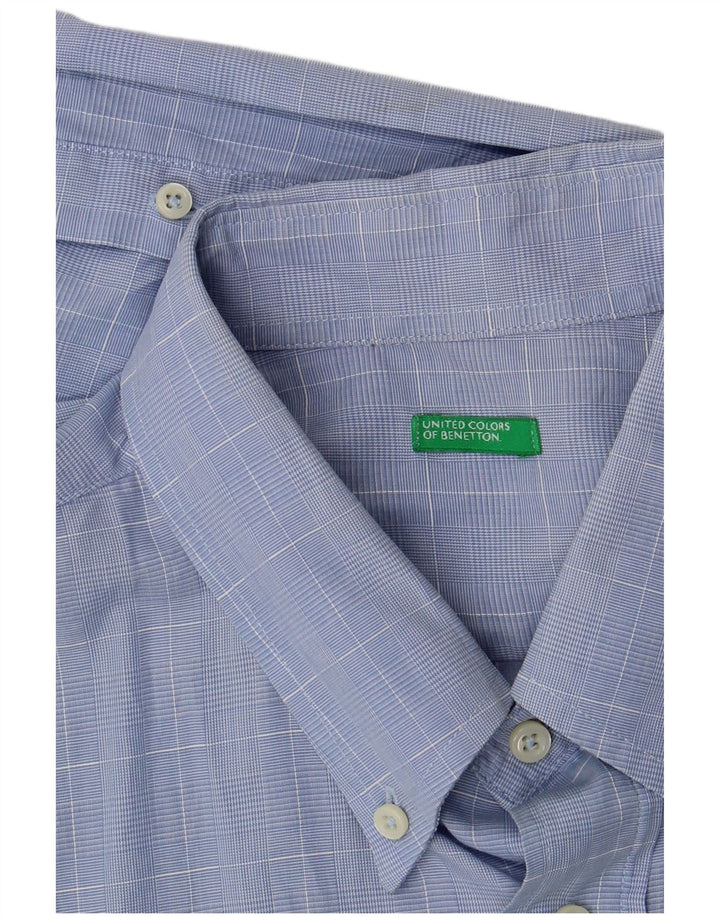 Benetton Chemise Homme Grand Carreau Bleu