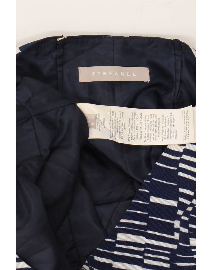 Stefanel Robe fourreau sans manches pour femme EU 38 Bleu marine moyen géométrique