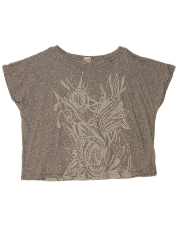 Diesel T-shirt graphique surdimensionné pour femme UK 14 Gris moyen Coton
