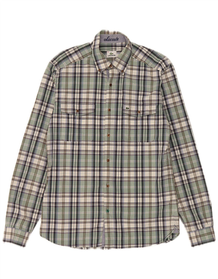 Lacoste Chemise Homme Taille 39 Coton à carreaux vert moyen