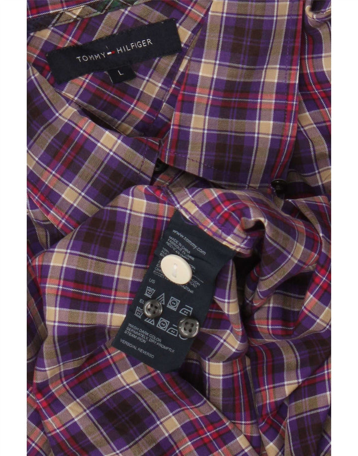 Tommy Hilfiger Chemise Homme Grand Carreau Violet Coton