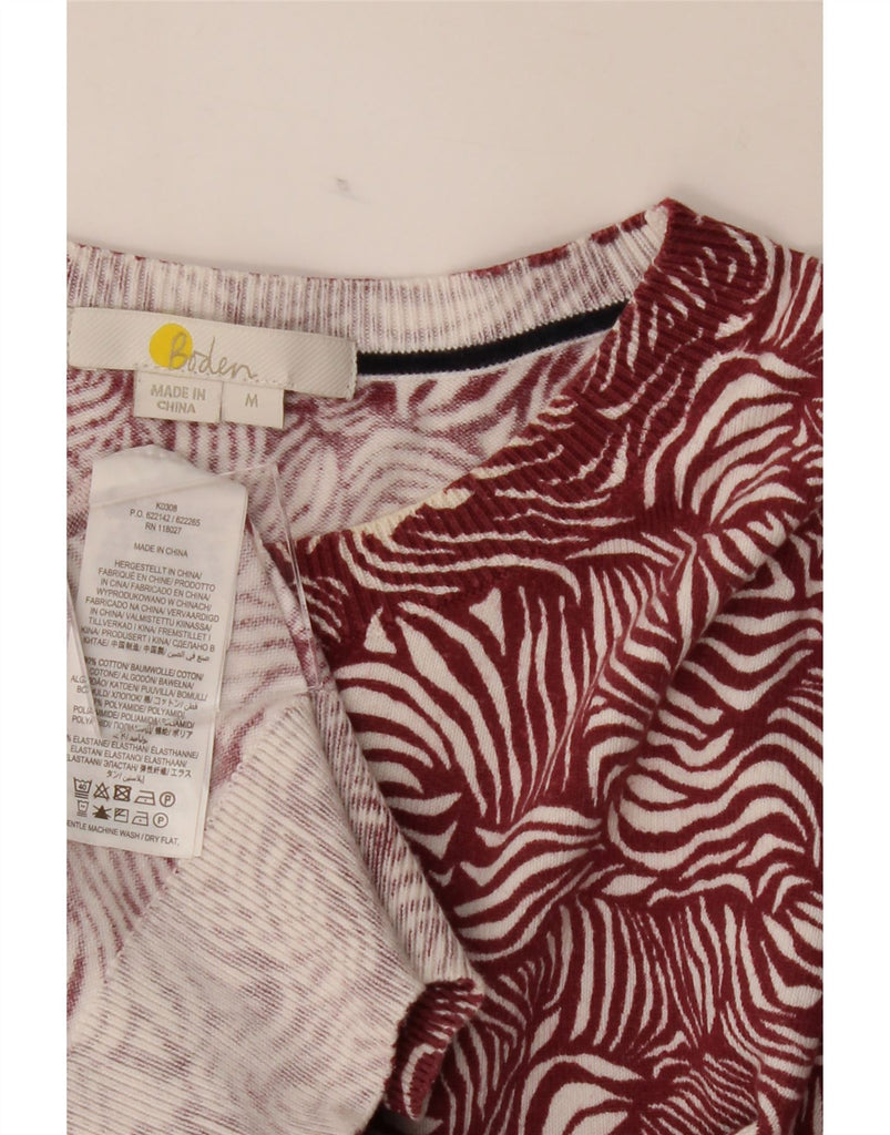 BODEN Womens Boat Neck Jumper Sweater UK 14 Medium Burgundy Animal Print Vintage Boden and Second-Hand Boden from Messina Hembry 