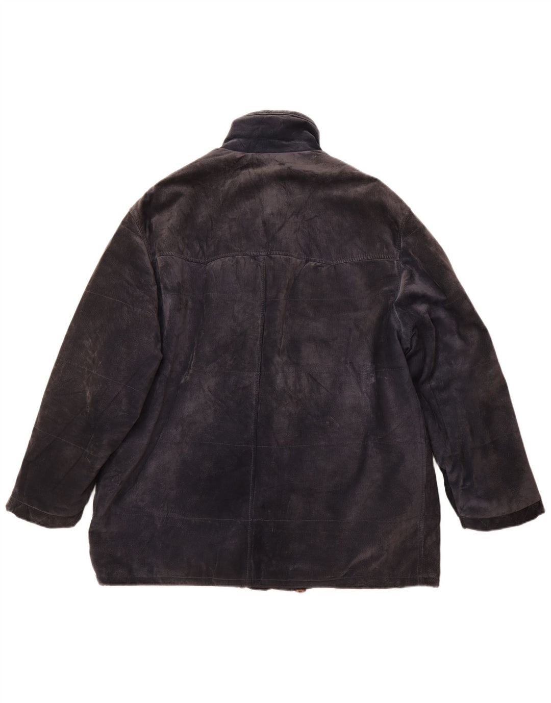 vintage Homme Daim Coupe-Vent Manteau IT 52 XL Cuir Bleu Marine