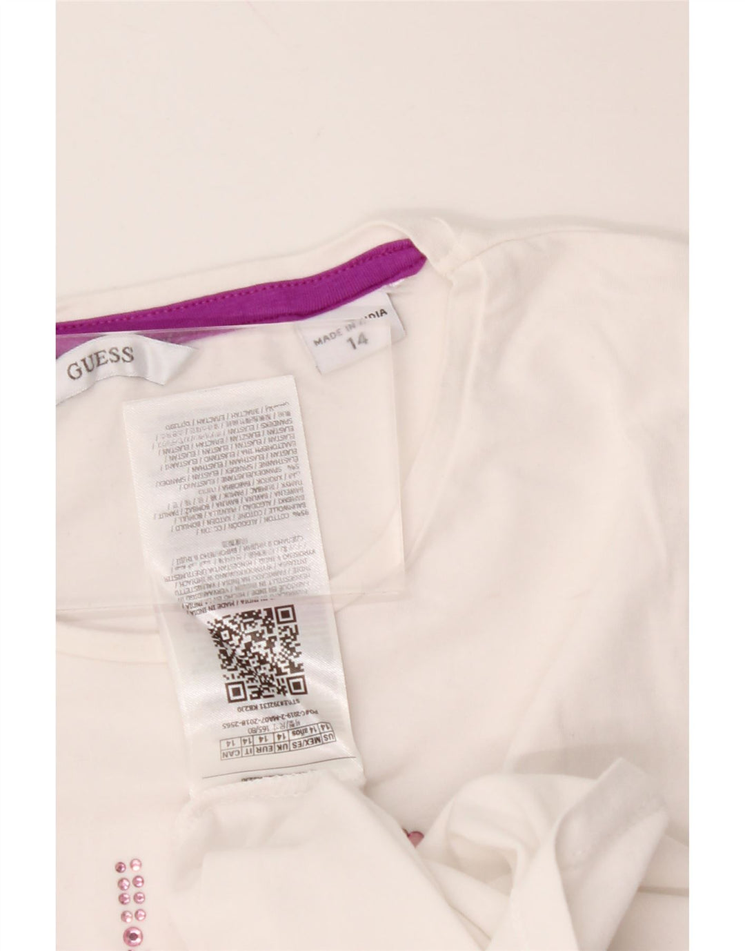 GUESS T-Shirt Graphique Fille 13-14 Ans Blanc Coton