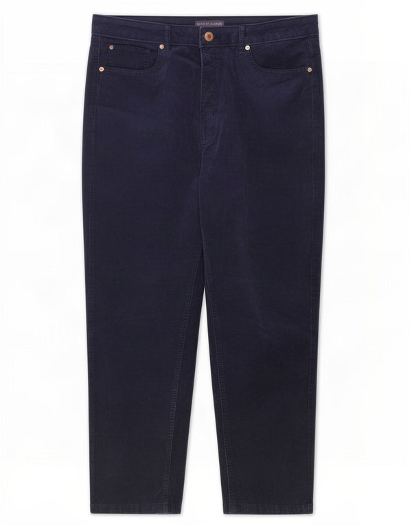 Marks & Spencer Pantalon en velours côtelé pour femme UK 18 XL W36 L26 Bleu marine Coton