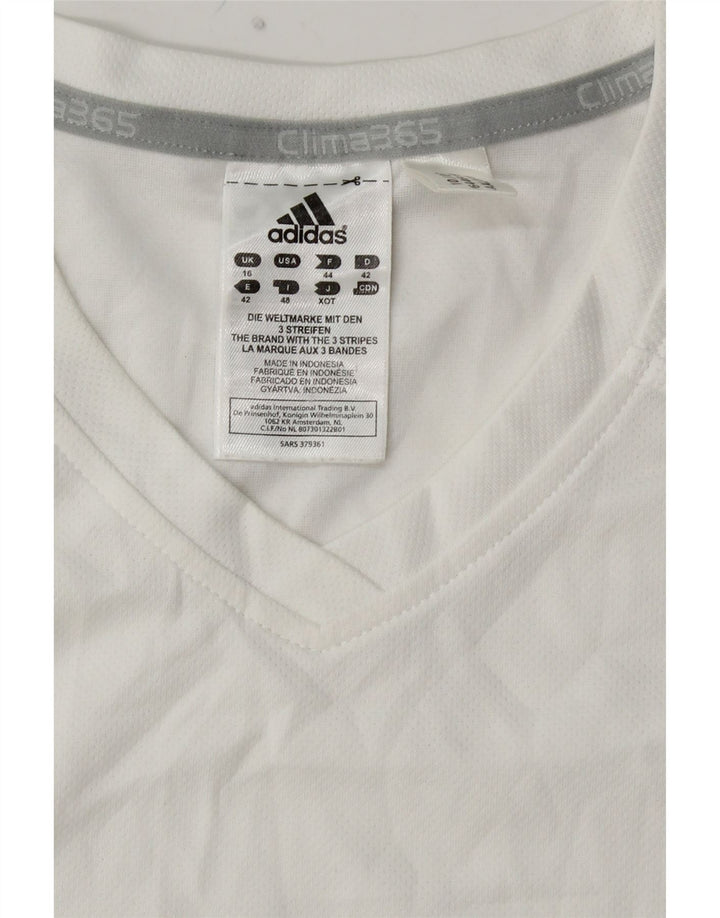 ADIDAS T-shirt Clima 365 pour femme UK 16 Large Blanc Colorblock