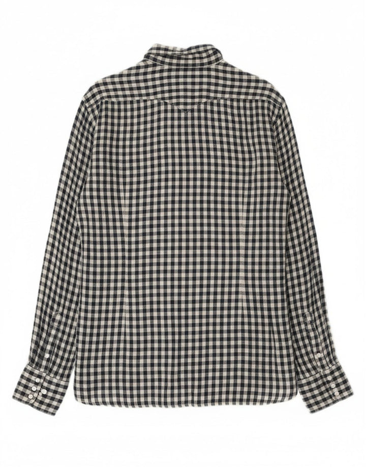 Stefanel Chemise Western Homme Grand Coton Vichy Bleu Marine