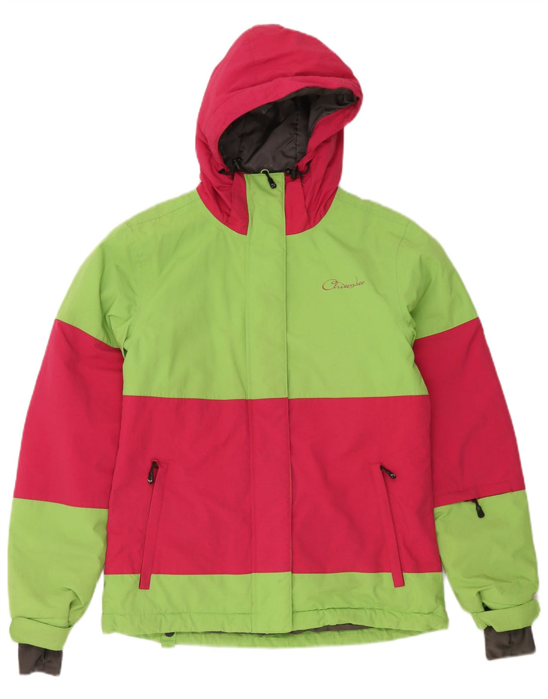 Chiemsee Veste de ski à capuche pour femme UK 10 Small Vert Colorblock Polyamide