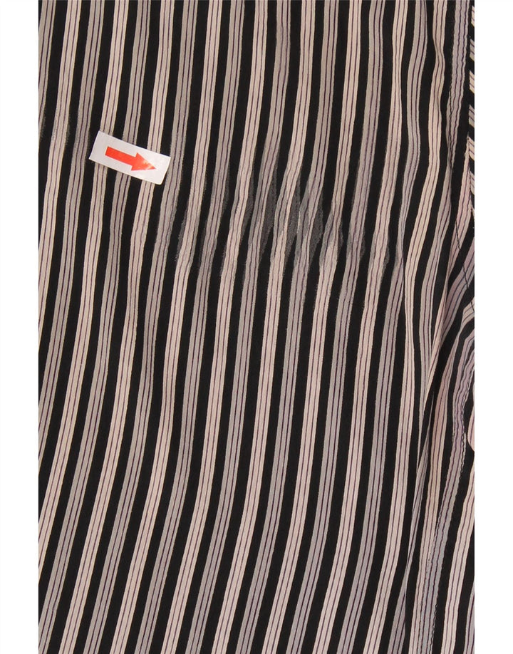 MESSORI Chemise à manches courtes pour homme Petite soie rayée noire