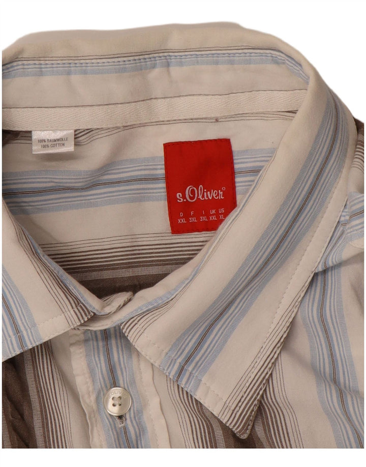 S.OLIVER Chemise à Manches Courtes Homme 2XL Bleu Rayé Coton