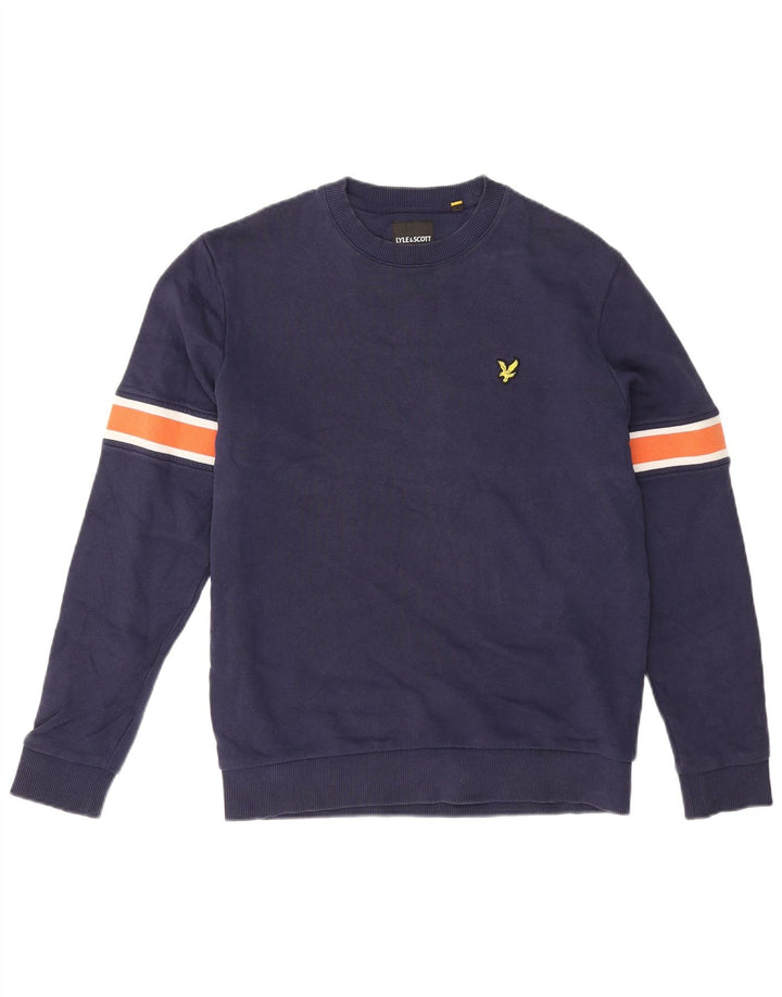 Lyle & Scott Sweat-shirt pour homme en coton color block bleu marine Small