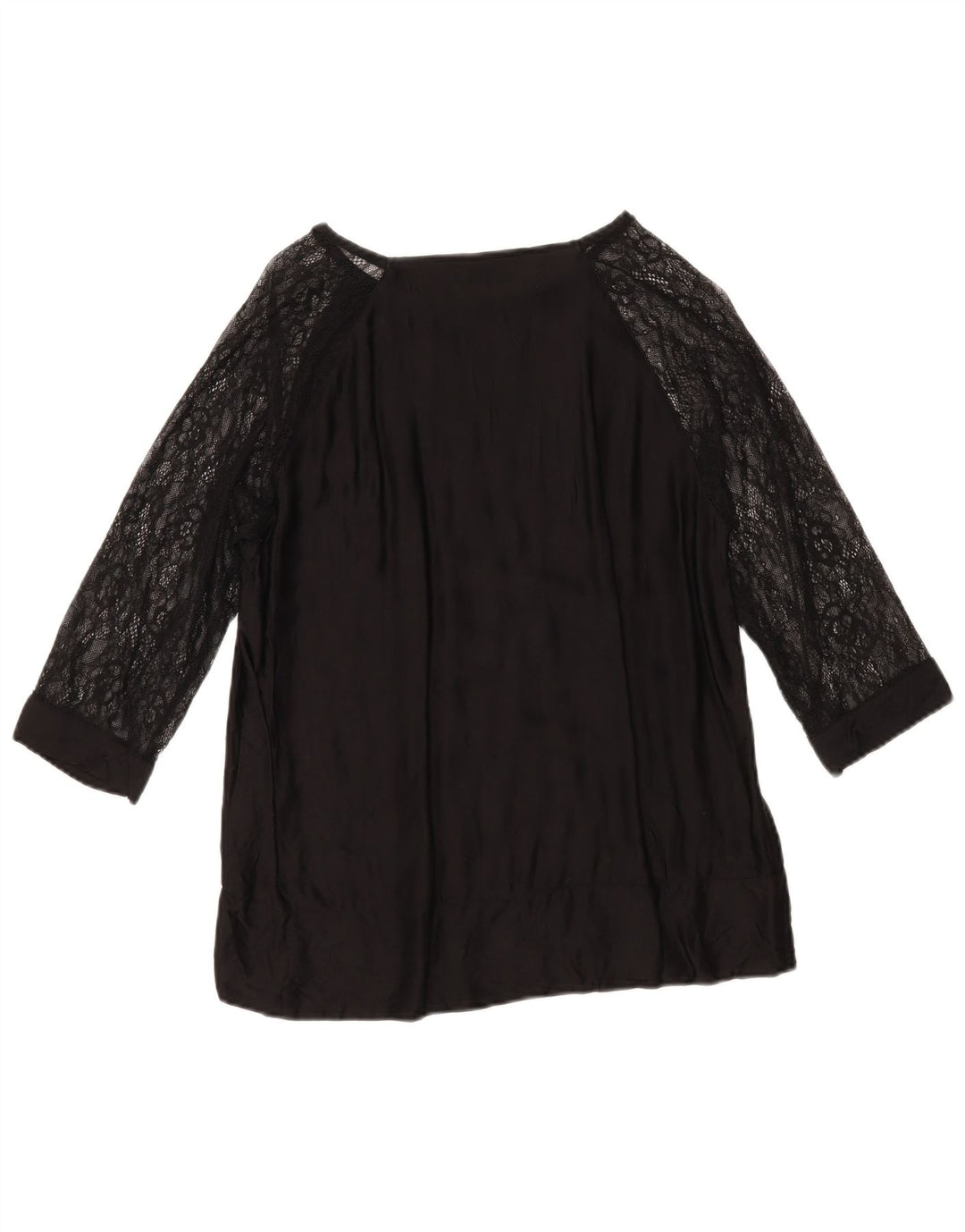 Zara Femme Top Manches 3/4 UK 16 Large Noir Viscose