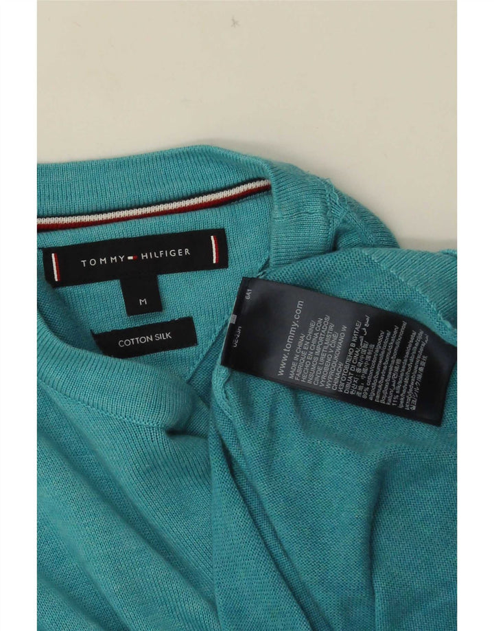 Tommy Hilfiger Pull à col rond pour homme en coton turquoise moyen