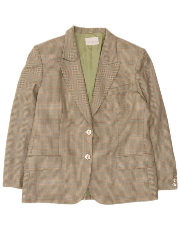 vintage Femme 2 Bouton Blazer Veste IT 45 Grande laine pied-de-poule gris