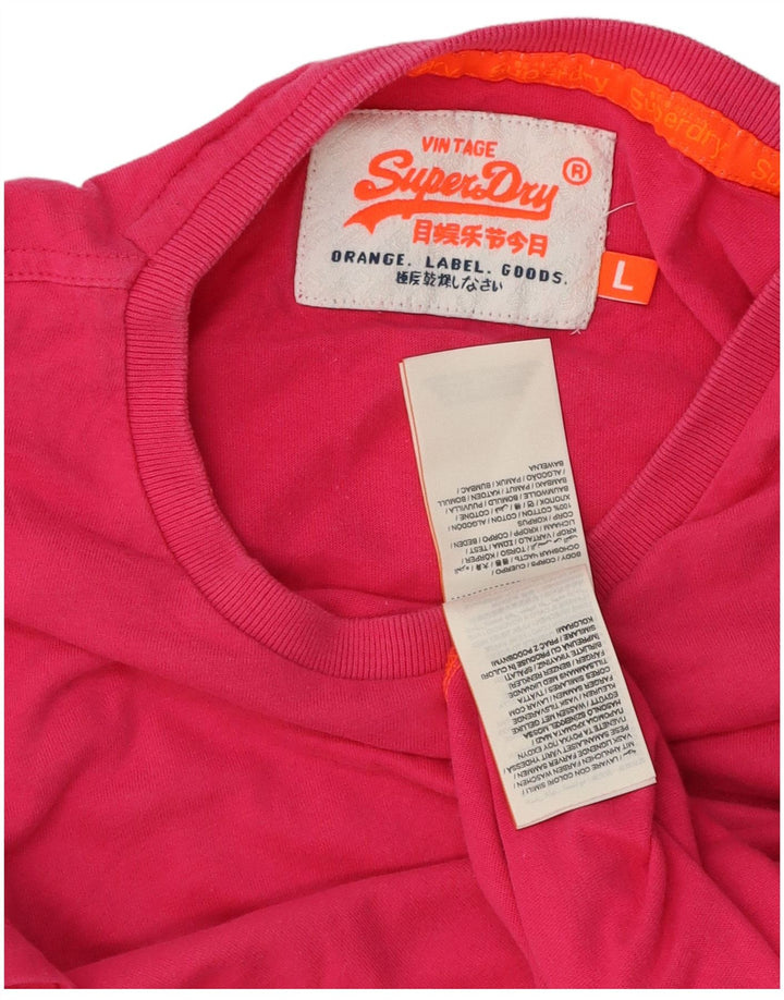 Superdry Femme T-Shirt Top Large Rose Coton