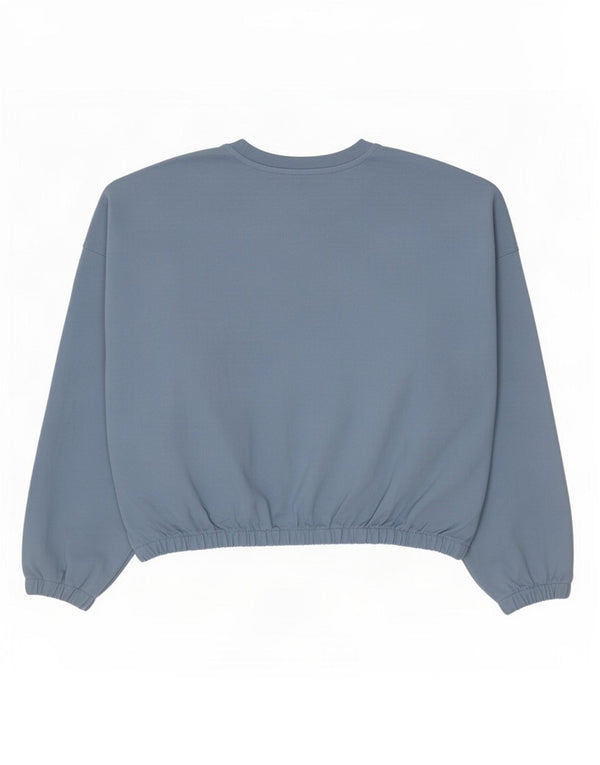 Adidas Sweat-shirt court surdimensionné pour femme UK 8 Petit coton bleu