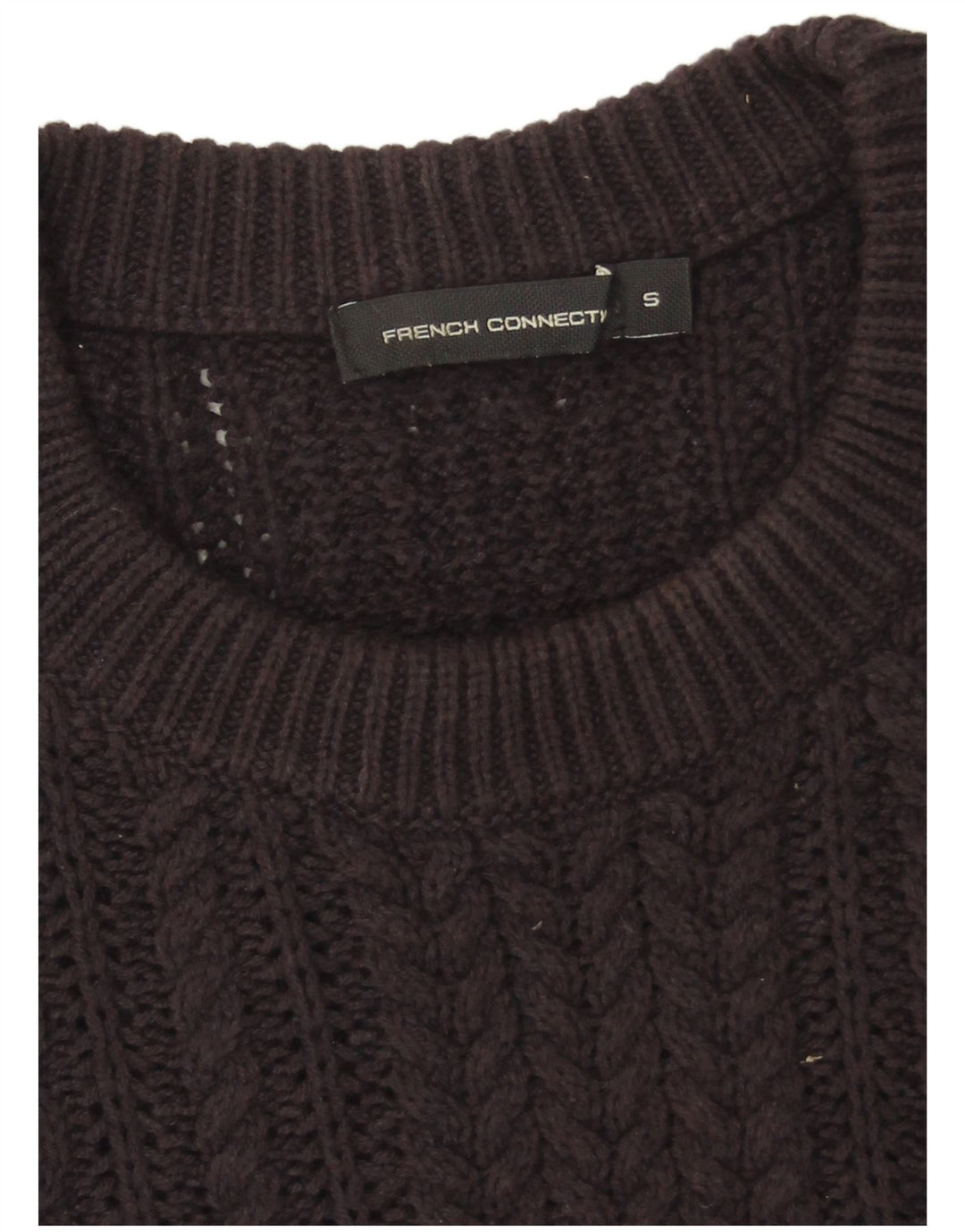 French Connection Pull col rond homme en coton bleu marine petit