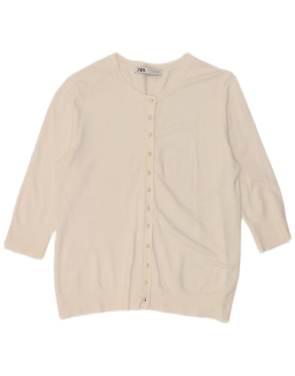 Zara Cardigan à manches 3/4 pour femme UK 18 XL Blanc