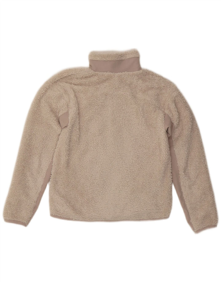 NIKE Veste polaire surdimensionnée pour femme UK 6 XS Beige Colourblock Polyester