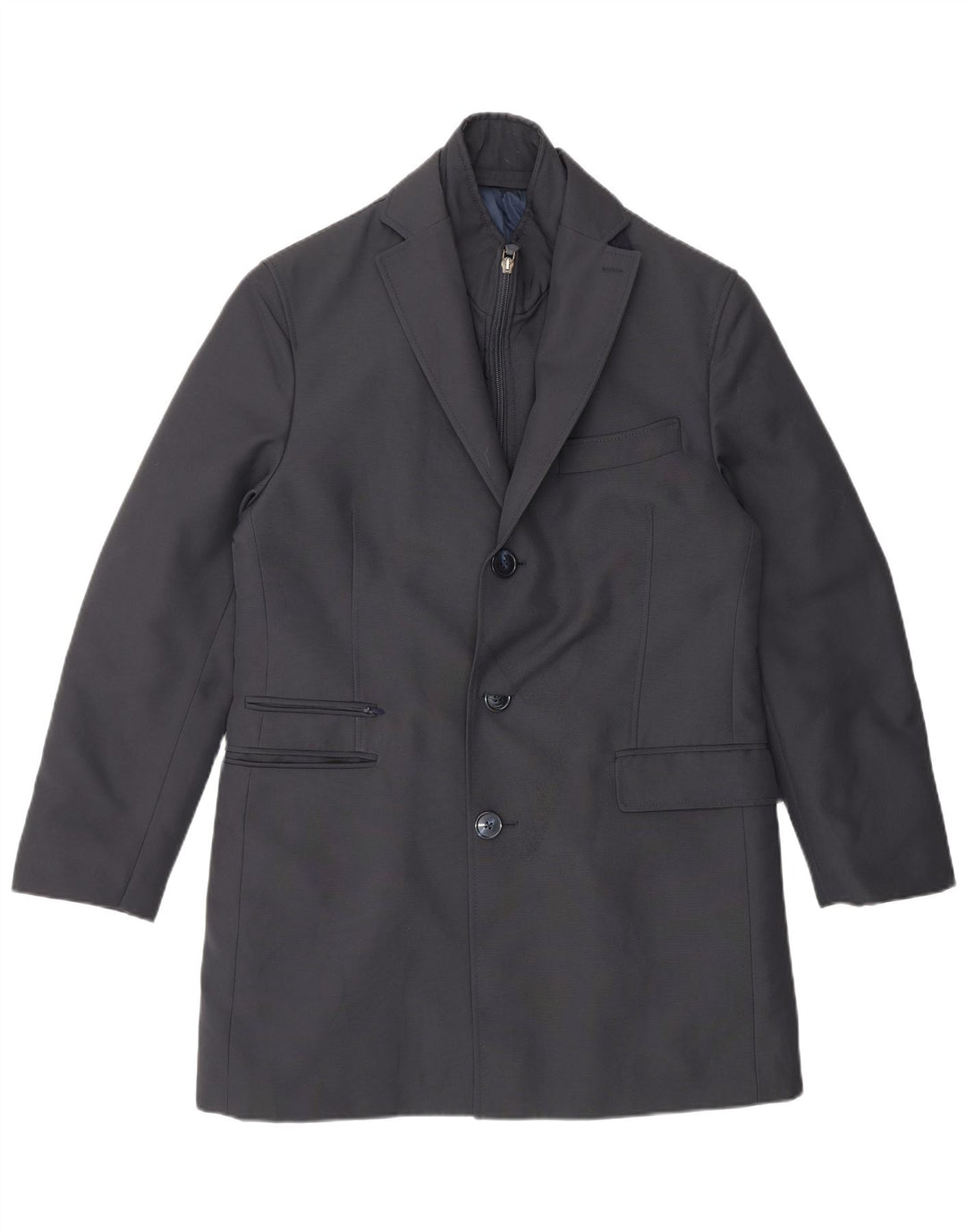 Angelico Veste blazer longue à 3 boutons pour homme IT 46 Small Bleu marine
