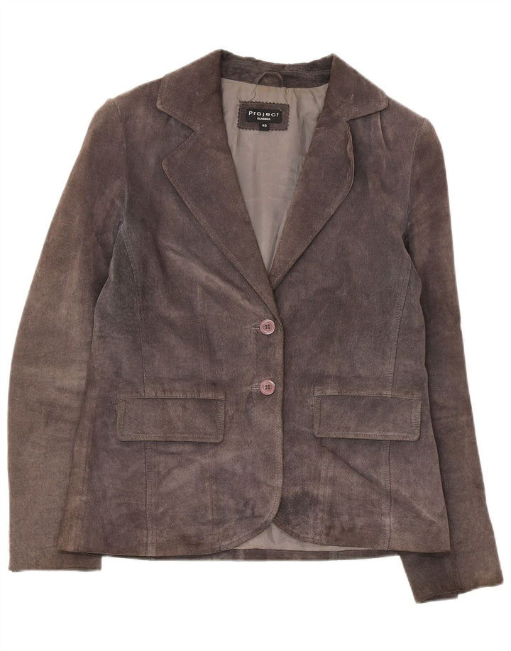 Project Veste blazer en daim à 2 boutons pour femme IT 46 Grand cuir gris
