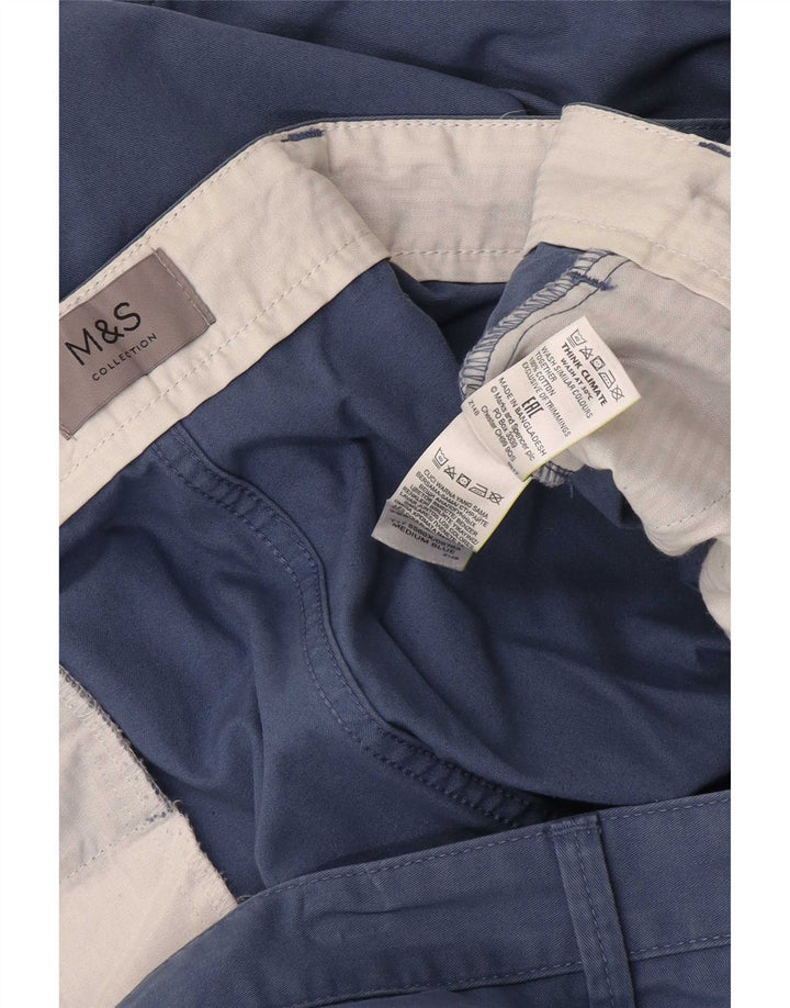 Marks & Spencer Short Chino Homme W48 4XL Bleu Coton