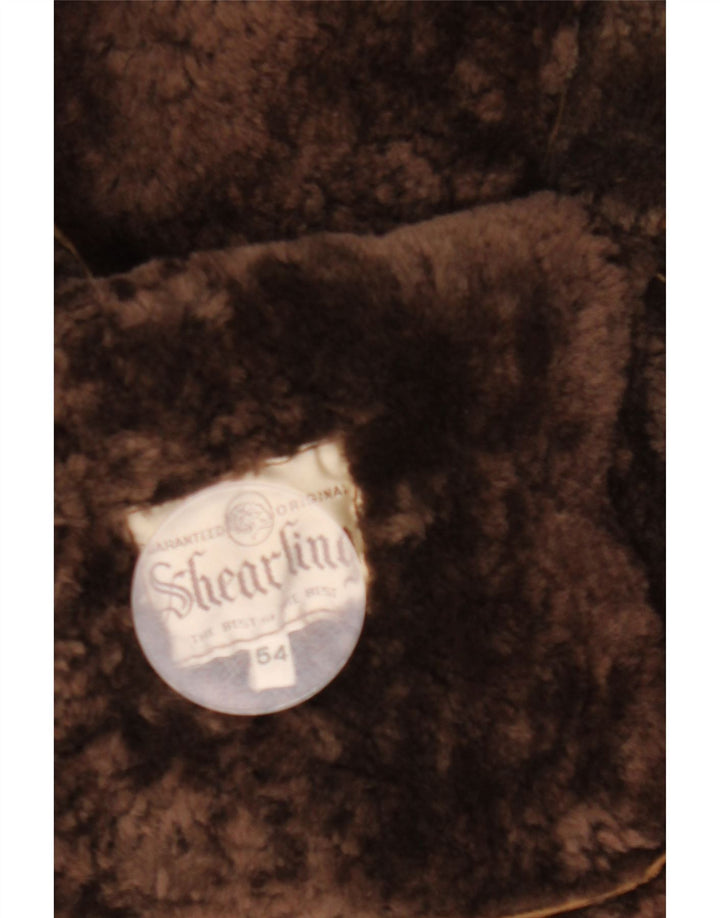 veste en peau de mouton homme vintage IT 54 2XL peau de mouton marron