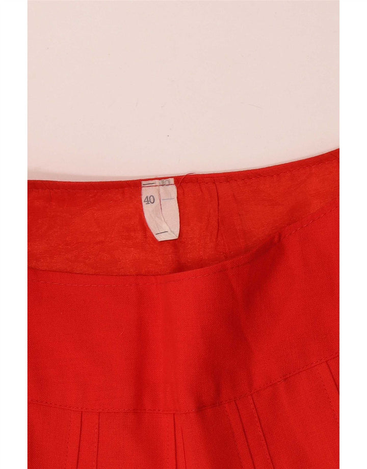 vintage Femme Mini Jupe Plissée IT 40 Petit W26 Rouge