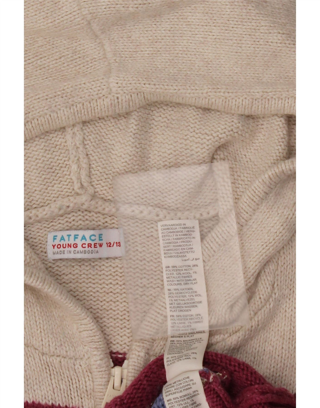 FAT FACE Cardigan à capuche pour fille 12-13 ans rayé multicolore