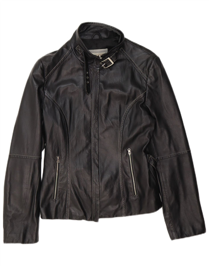 veste motard en cuir femme vintage IT 46 Grand cuir noir