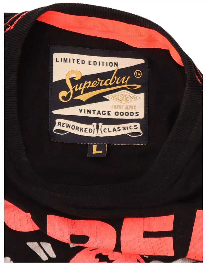 SUPERDRY T-Shirt Graphique Homme Haut Large Noir Coton