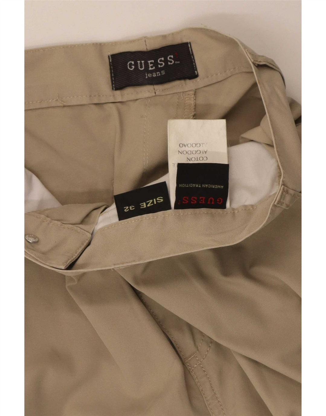 Guess Pantalon Cargo Droit Homme W32 L30 Beige Coton