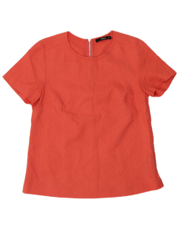 Oasis Chemisier à manches courtes pour femme UK 10 Petit rose floral en polyester