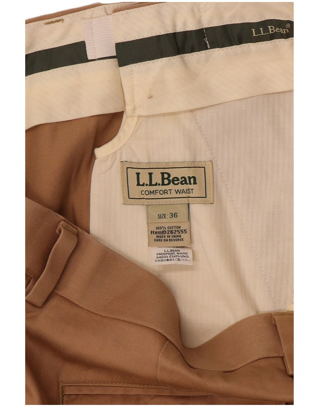 L.L.BEAN Pantalon Chino Droit Coupe Confort Homme W36 L31 Coton Beige