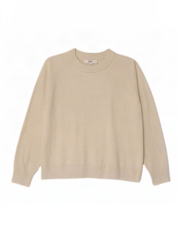 Marks & Spencer Pull à col rond pour femme UK 14 Beige moyen