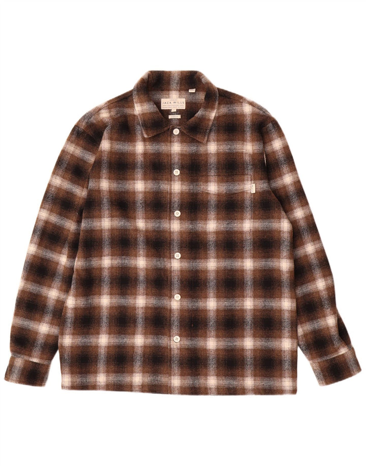 Jack Wills Chemise en flanelle surchemise pour homme à carreaux marron moyen