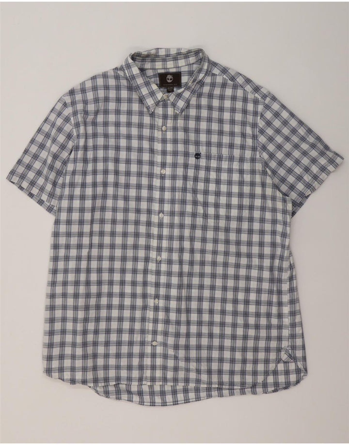 Timberland Chemise à manches courtes pour homme Coupe régulière 3XL Bleu à carreaux